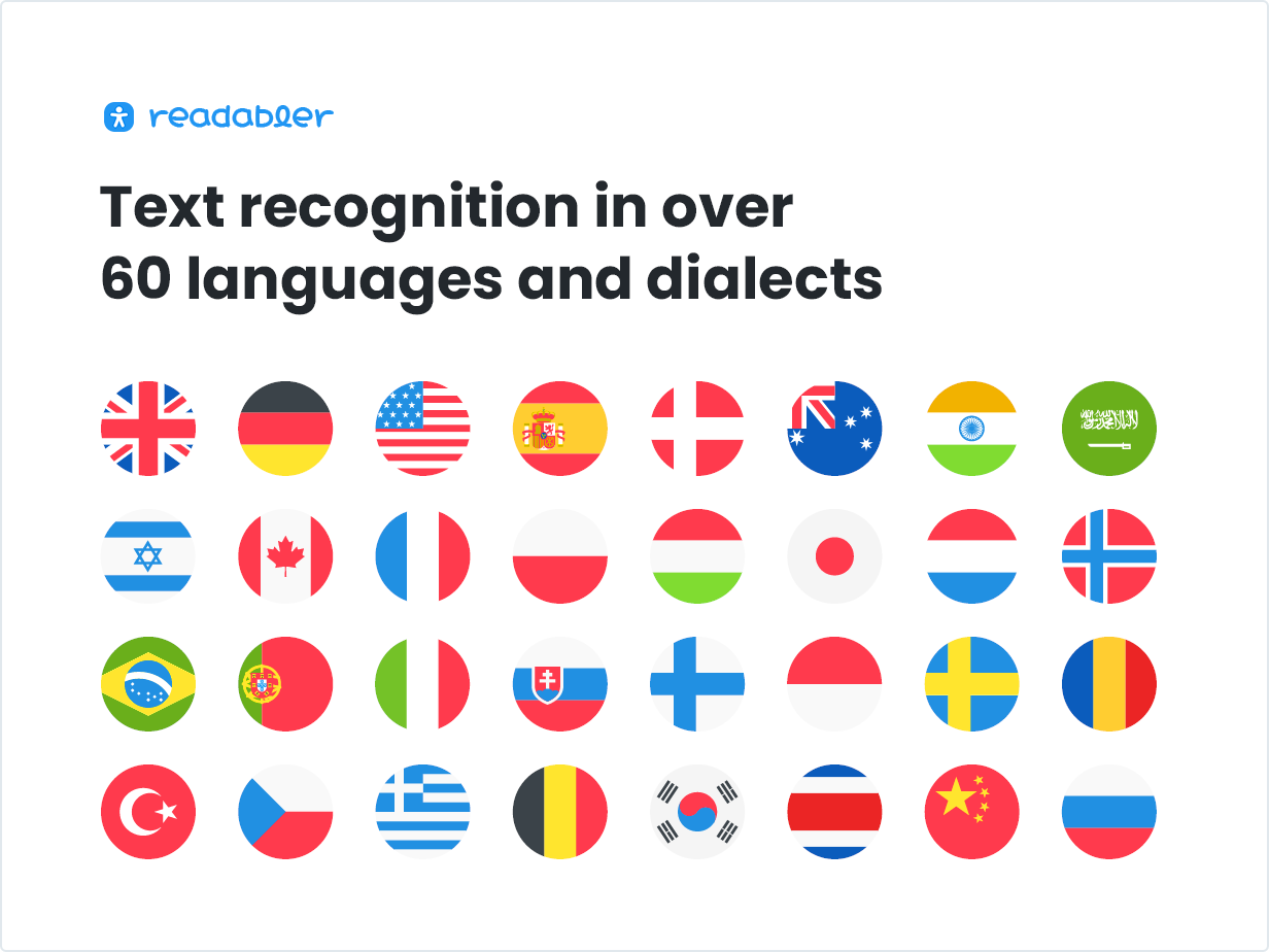 Text recognition in over 40 languages and dialects
