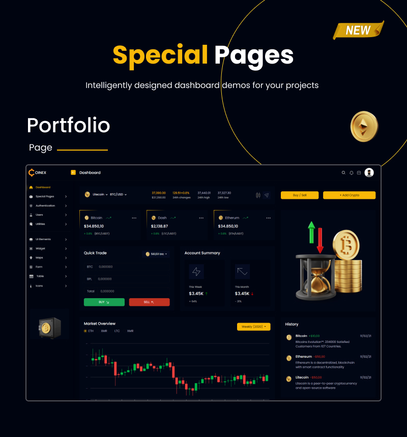 COINEX - Crypto Currency Admin Dashboard Template - 10
