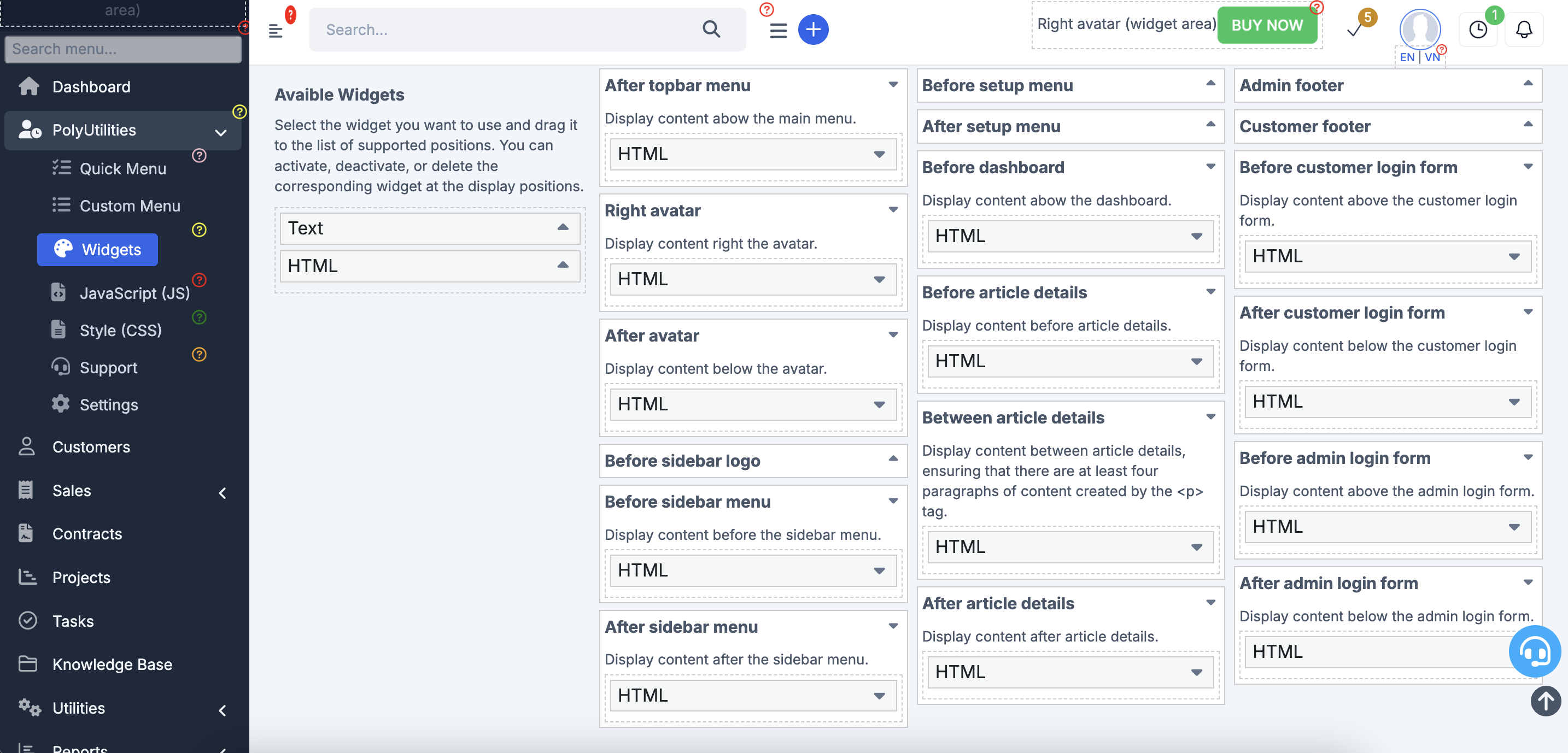 PolyUtilities for Perfex CRM: Quick Access Menu, Custom JS, CSS, and More - 5