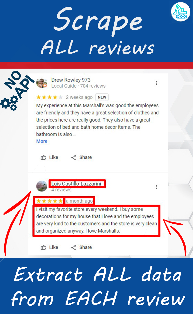 Scrape data and contacts from Google Maps - scrape all reviews