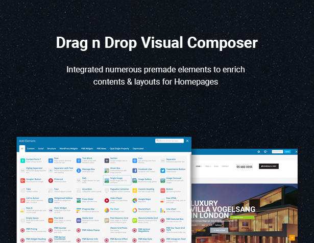 Drag & Drop Visual Composer in HouseSang Single Property WordPress Theme