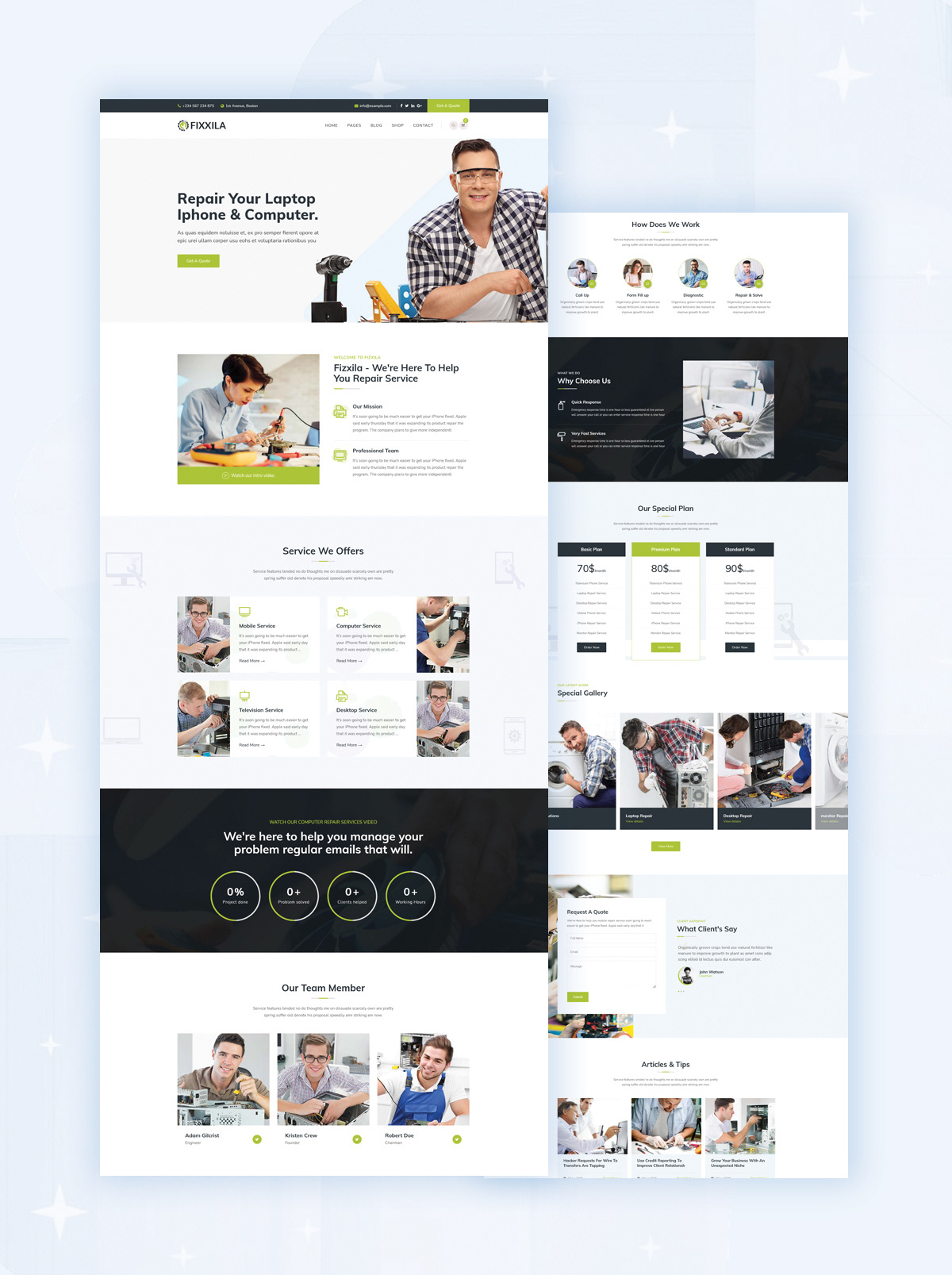 Fizxila - Electronics Repair Service React Next JS Template - 1