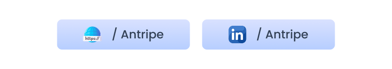 Antripe links: official website and LinkedIn.