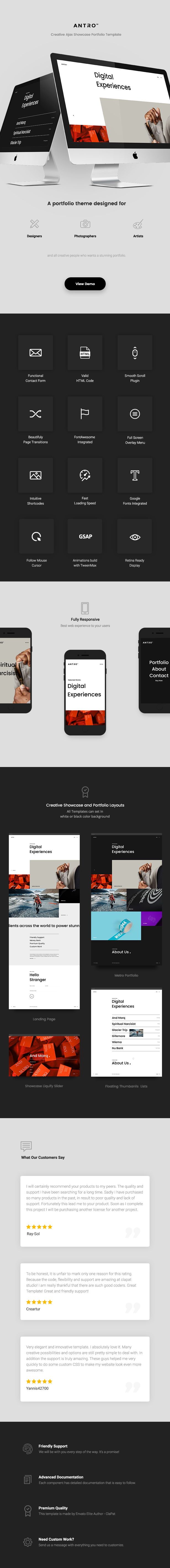 HTML showcase portfolio Antro 