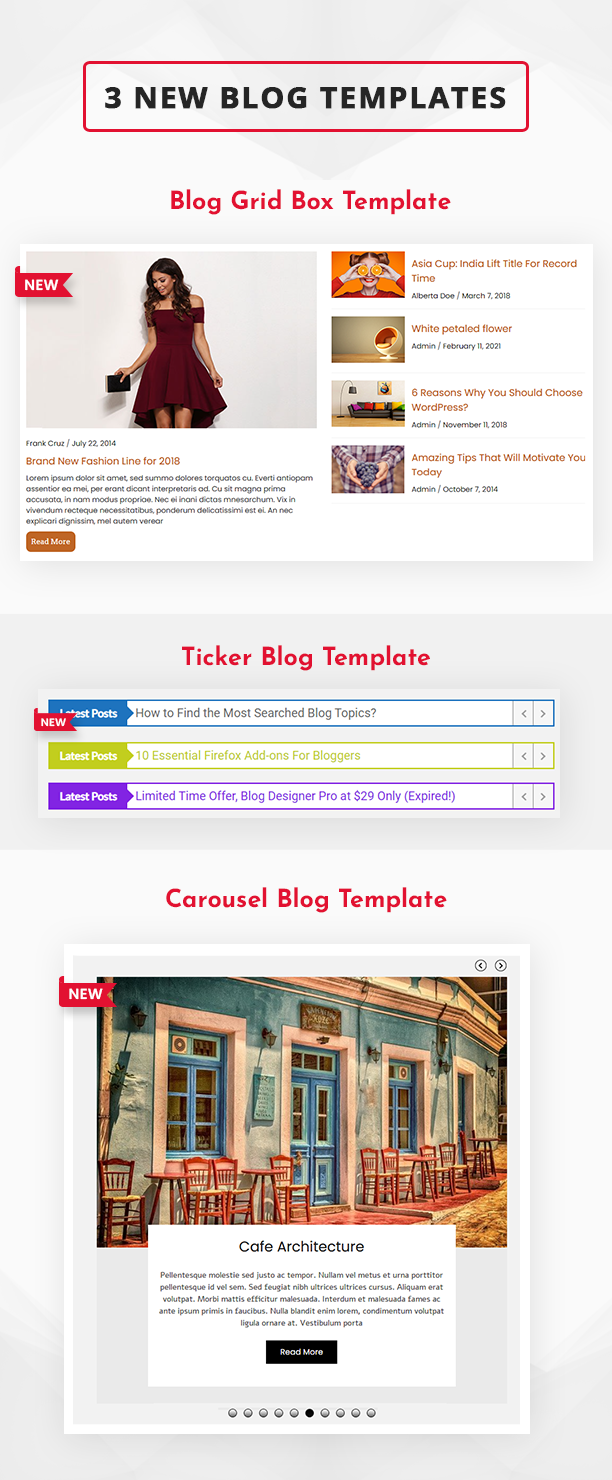 Blog Designer PRO new templates in version 3.4