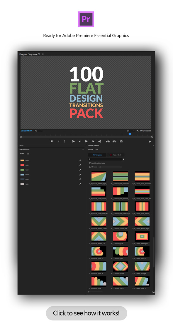 Flat Design Transitions Pack | Mogrt - 7