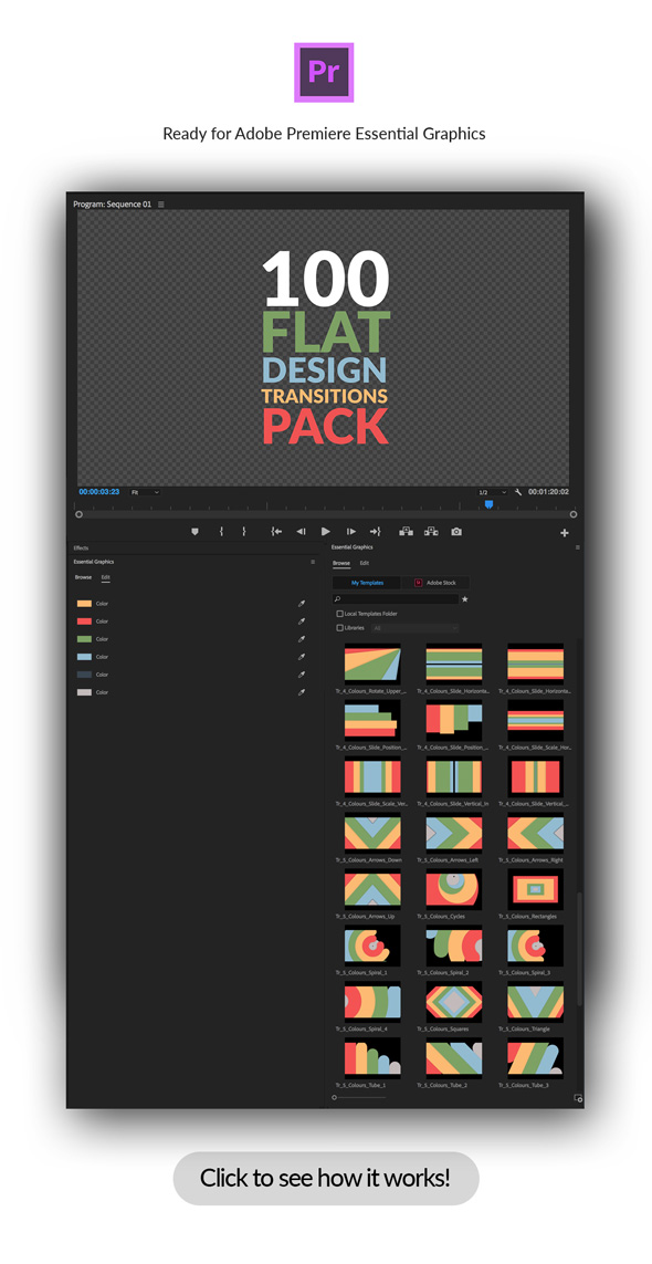Flat Design Transitions Pack | Mogrt - 7
