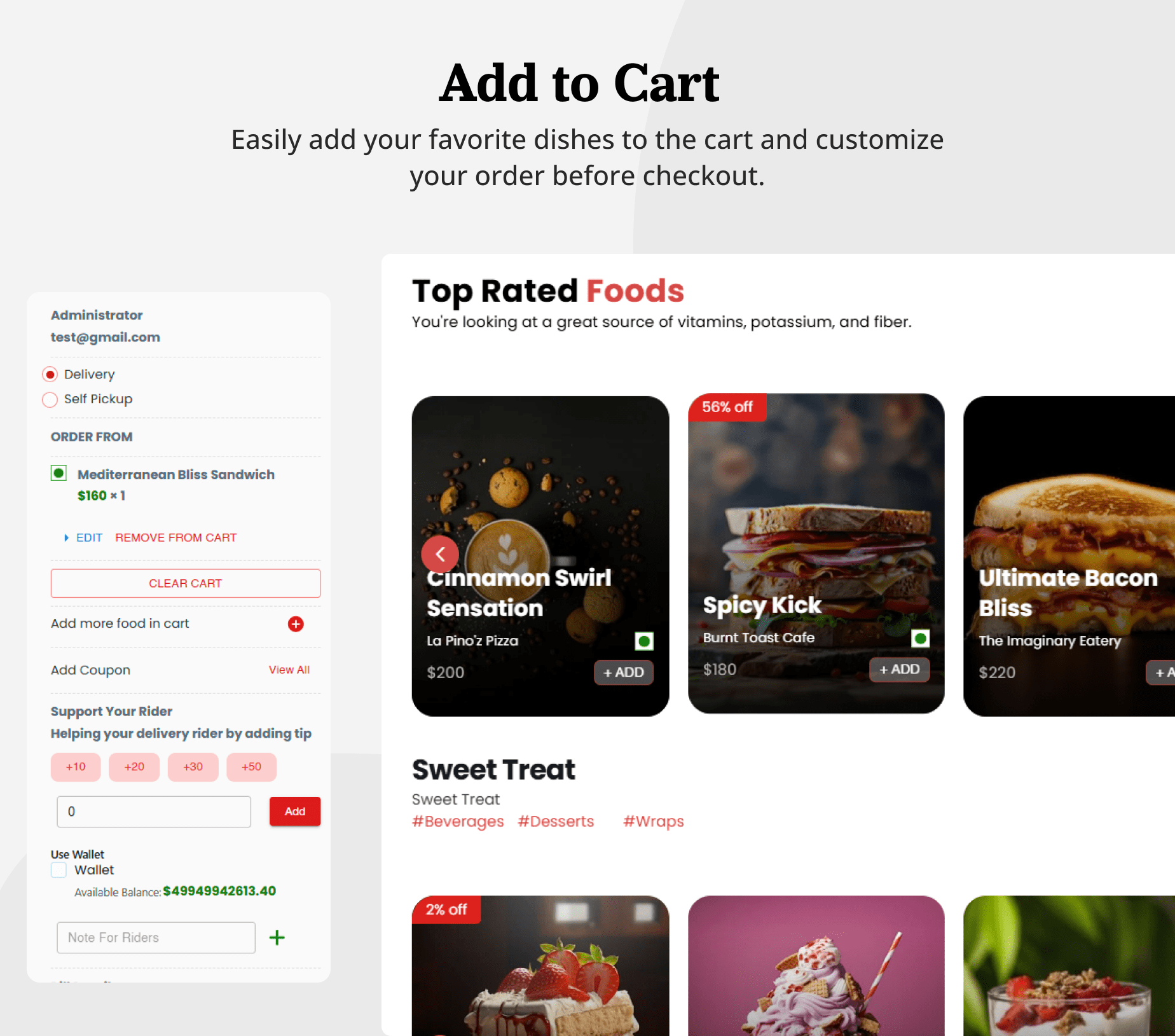 Add to cart - Multi Restaurant and vendor management - eRestro multivendor restaurant food delivery app
