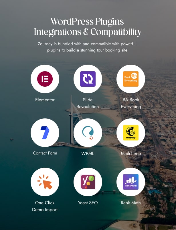 Zourney - Travel Tour Booking WordPress Theme - Plugins Support