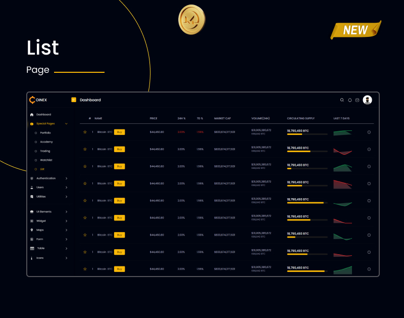 COINEX - Crypto Currency Admin Dashboard Template - 14