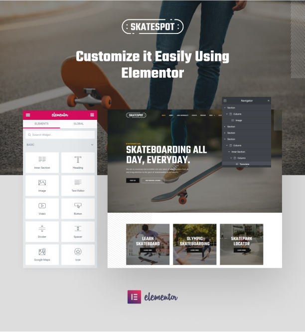 Skate park Elementor template