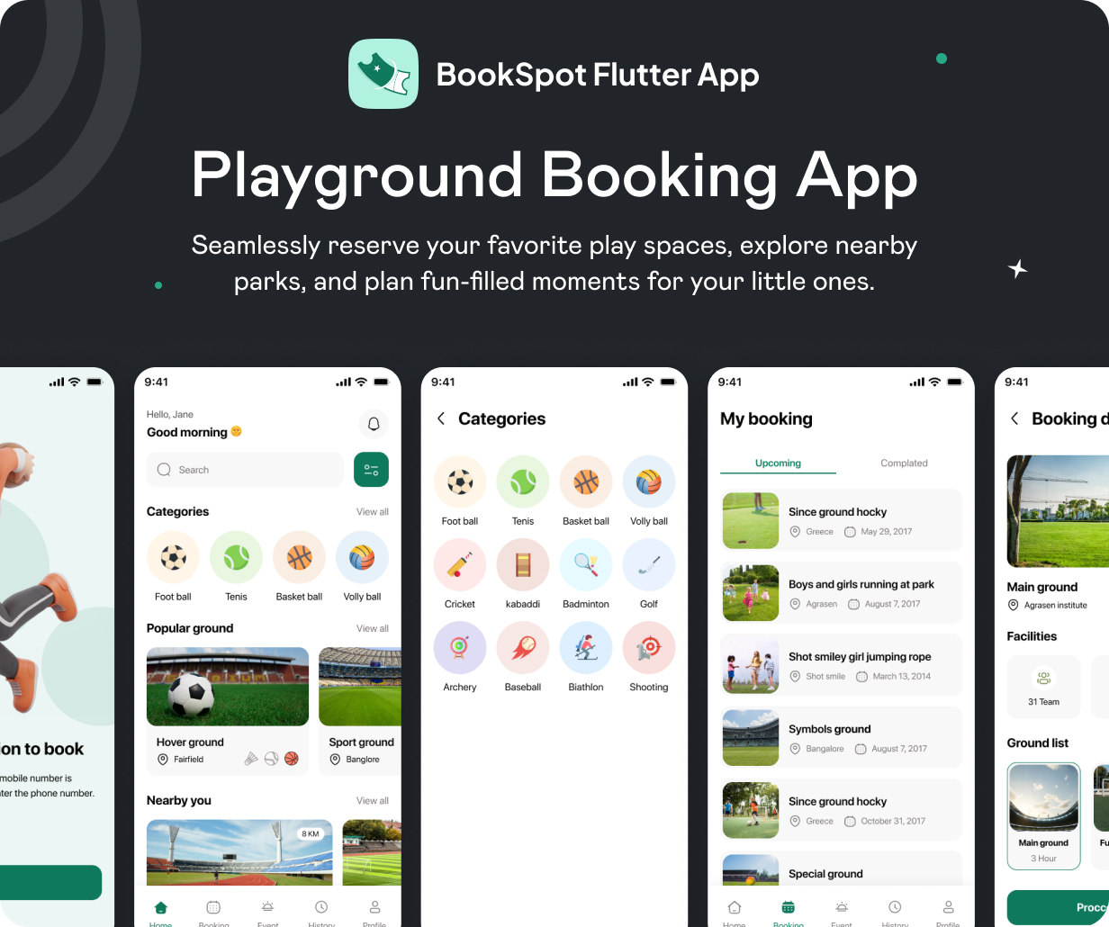 BookSpot UI Template | Play Ground Booking App | Flutter | Easy Sports Venue Reservations App - 2