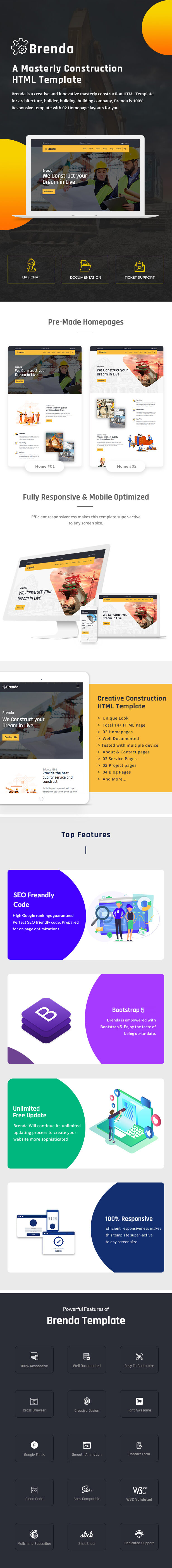 Brenda - Building Construction HTML Template with Responsive - 1