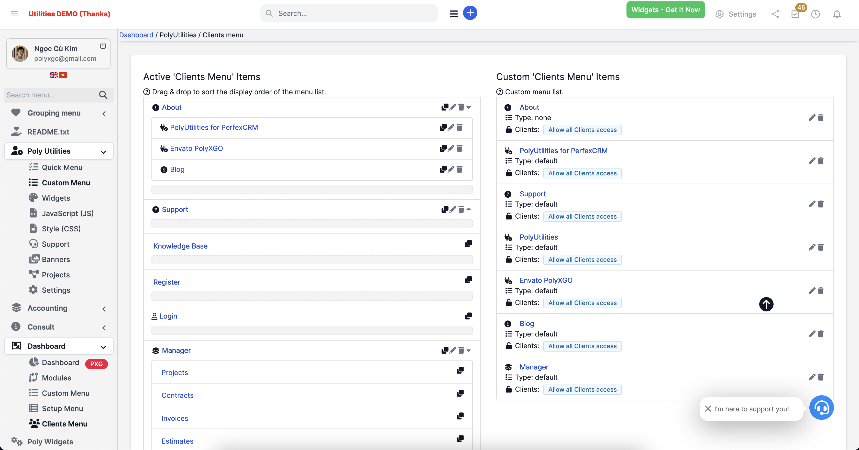 PolyUtilities for Perfex CRM: Quick Access Menu, Custom JS, CSS, and More - 7