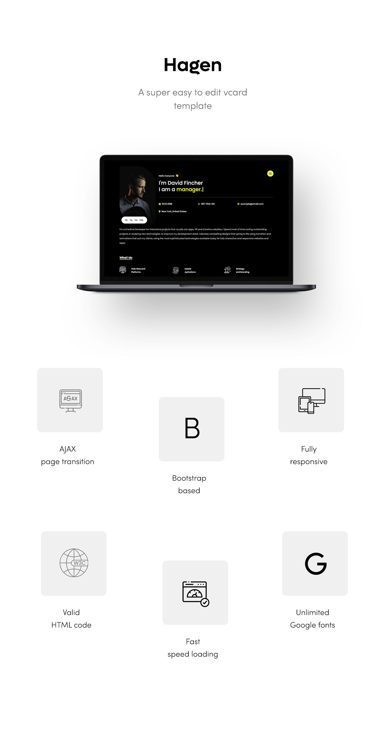 Hagen -  vCard & Portfolio Template - 1