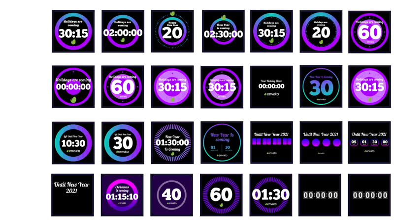 200+圣诞新年晚会倒计时活动演示视频转场烟花粒子图标元素背景包-AE扩展脚本