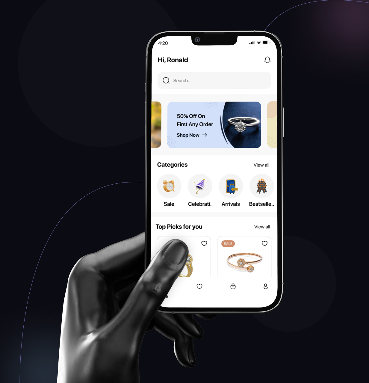 JewelLuxe E-commerce UI Template: Jewellery Shopping App in Flutter(Android, iOS) | OrnamentHub App - 15