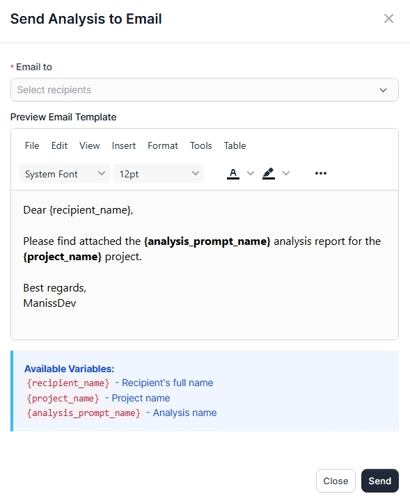 Send Analysis to Email