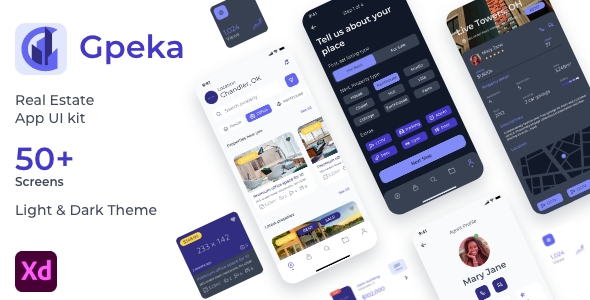 Gpeka Real Estate Premium App UI Kit | Adobe XD Template - 1