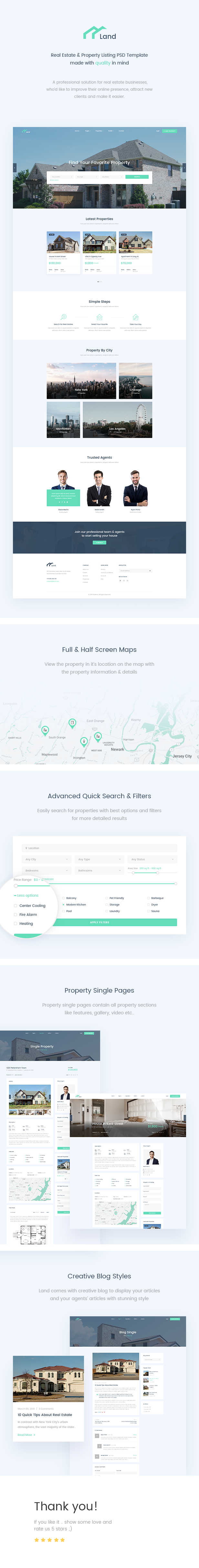 Land - Real Estate & Property Listing PSD Template - 2