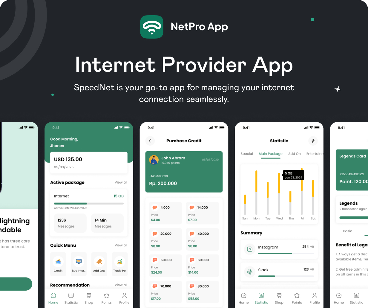 NetPro UI Template | Internet Service Provider App | Flutter | Data Portal App | Network App - 2