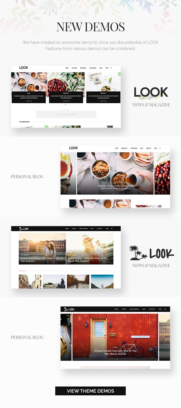 look wordpress theme new demos
