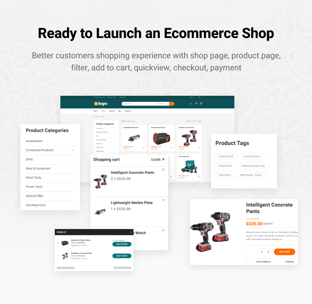 Allegro Equipment Elementor WordPress Theme WooCommerce