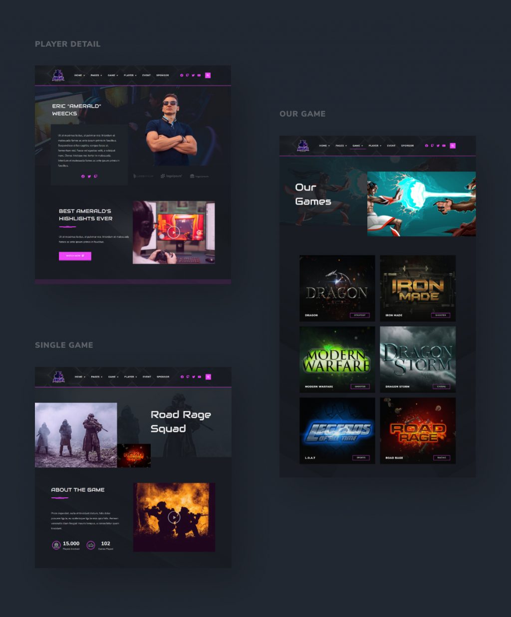 Knight | eSports & Gaming Elementor Template Kit - 3