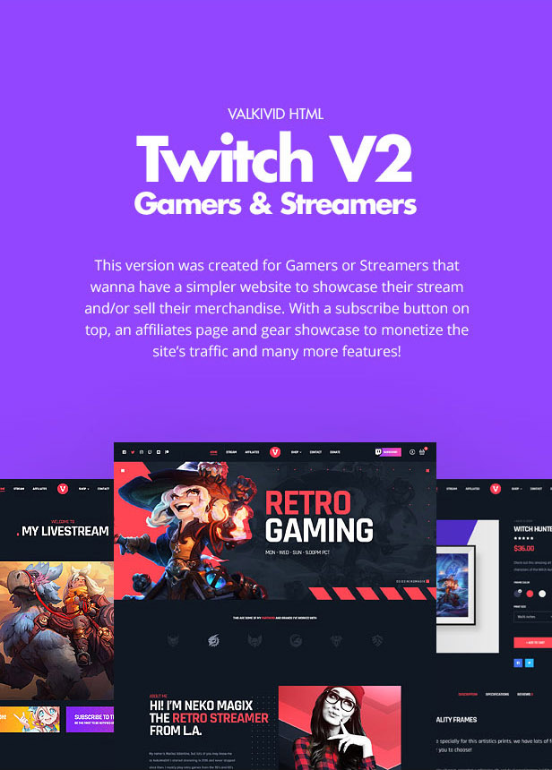 Valkivid Tailwind CSS HTML Template - Streamer v2