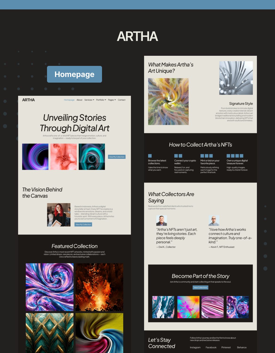 Artha - NFT Artist Portfolio Elementor Pro Template Kit - 1