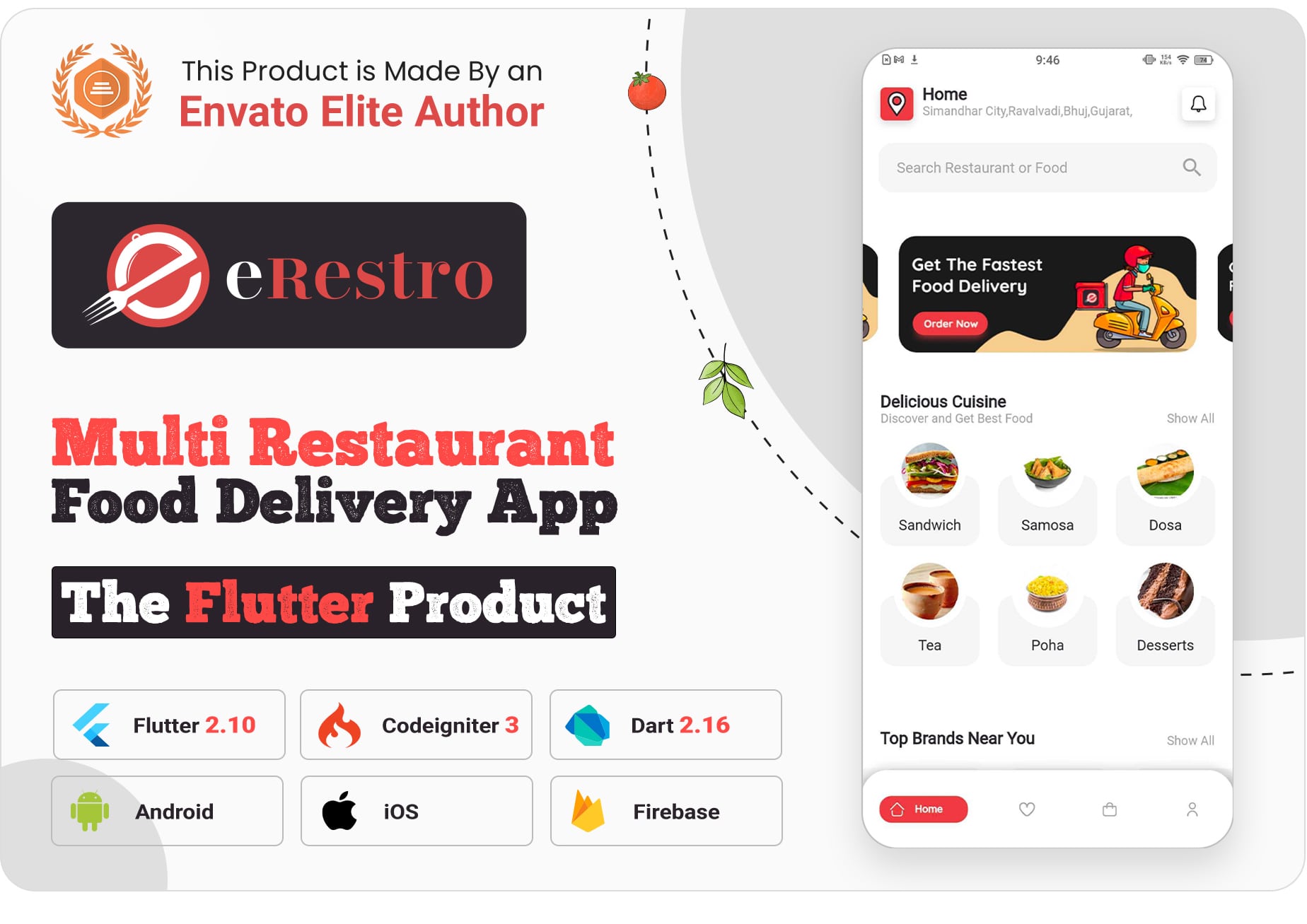 eRestro - Multi Restaurant Flutter App | Food Ordering App with Admin Panel & Restaurant Panel - 5