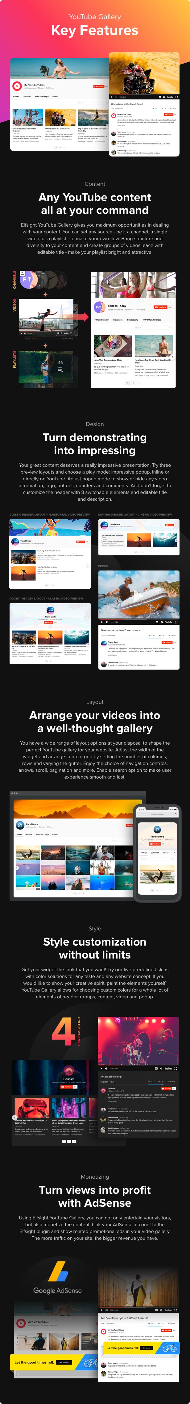 YouTube Gallery Features