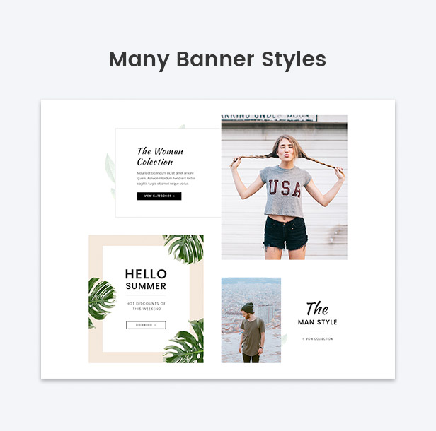 Various banner styles for fashion BigCommerce stores