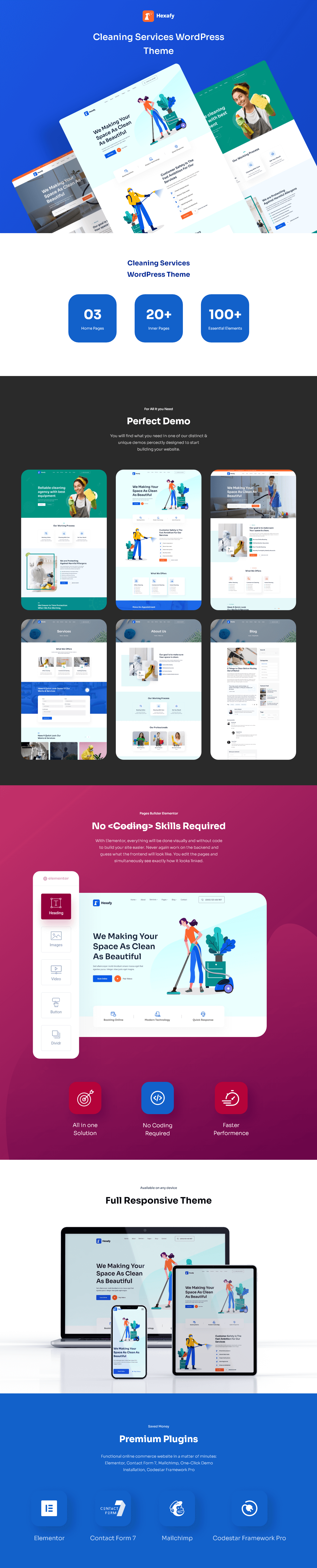 Hexafy – Cleaning company WordPress Theme - 1