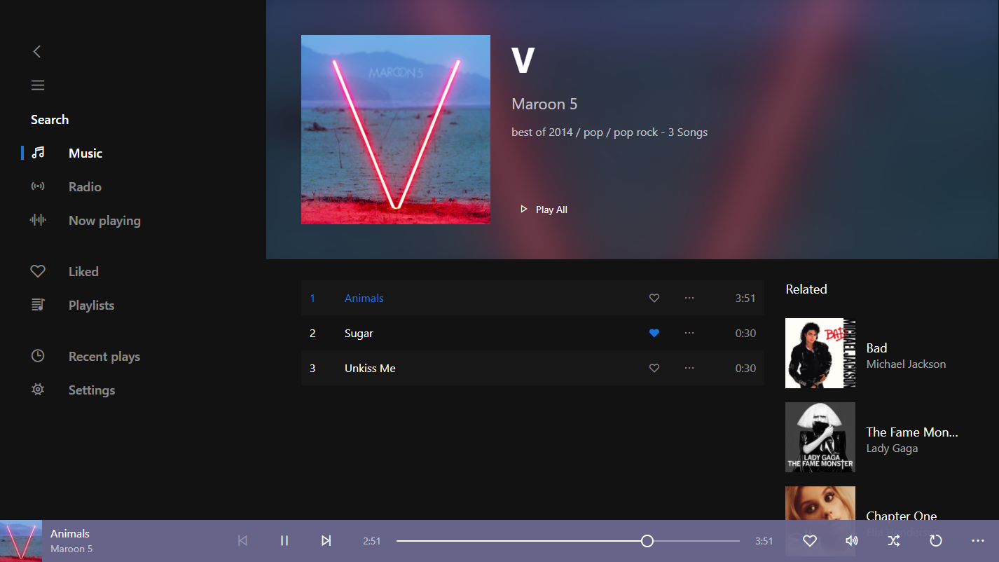 SPlayer UI - Music - Album - Dark Theme - Colored Bar - Layer Background