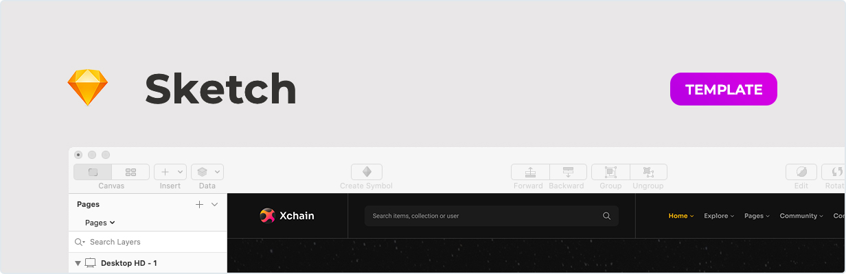 Xchain – NFT Marketplace Template for Sketch