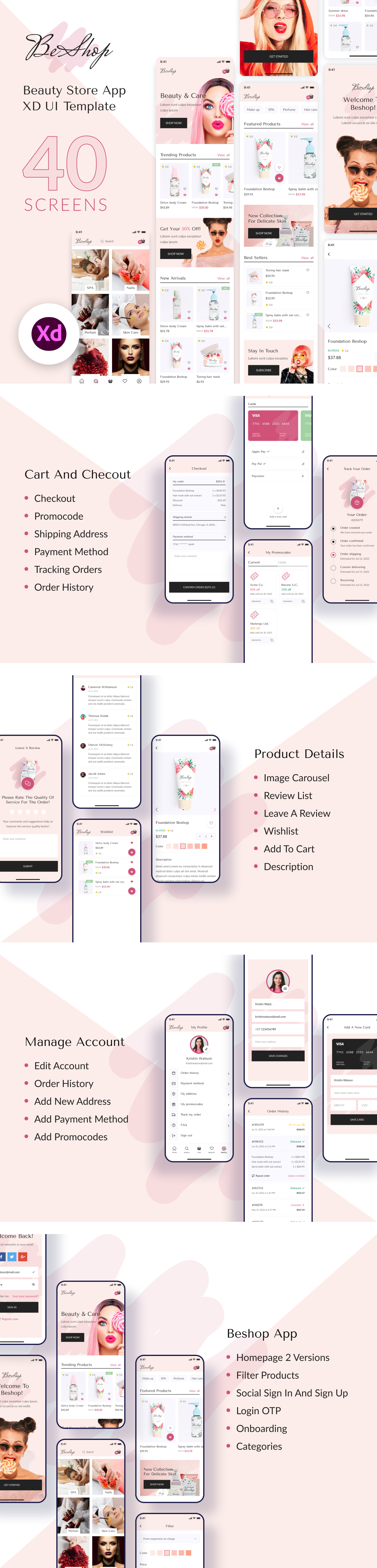 BeShop - Beauty Store App XD UI Template - 3