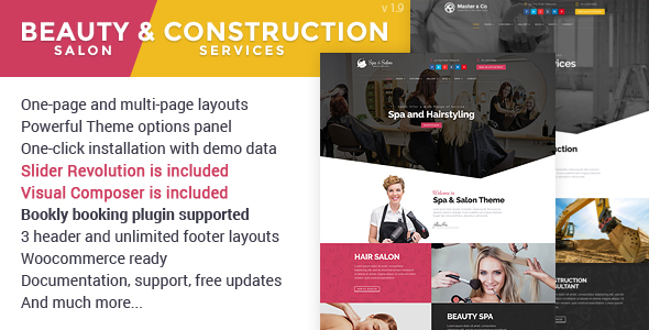 Beauty Salon & Construction Services WordPress Theme