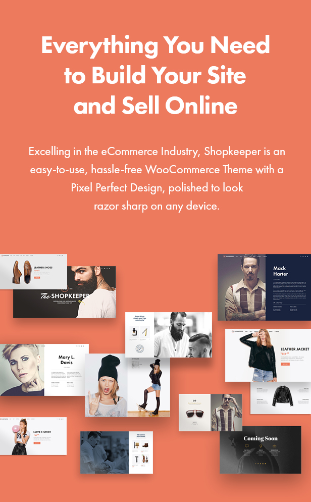 Everything You Need to Build Your Site and Sell Online. Excelling in the eCommerce Industry, Shopkeeper is an easy-to-use, hassle-free Wordpress Theme with a Pixel Perfect Design, polished to look razor sharp on any device.