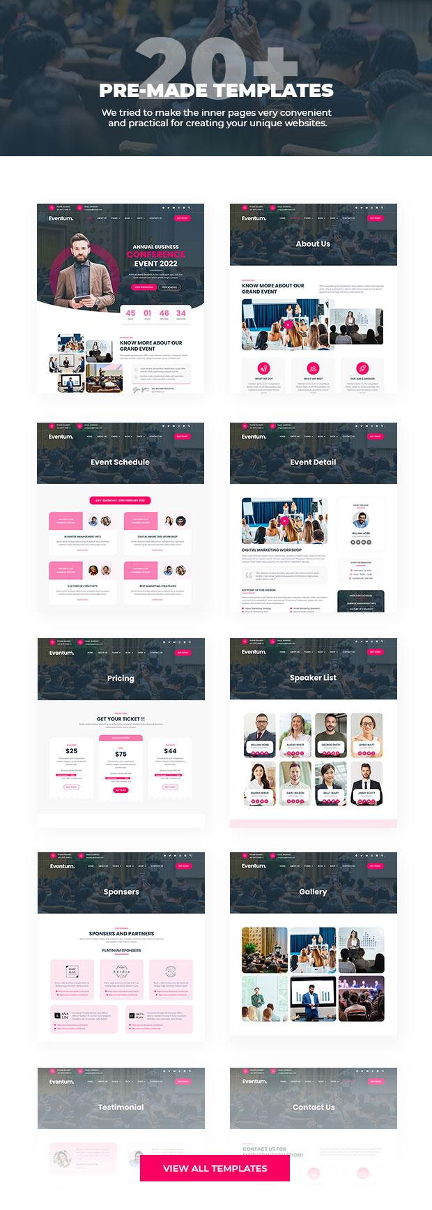 eventum html inner pages