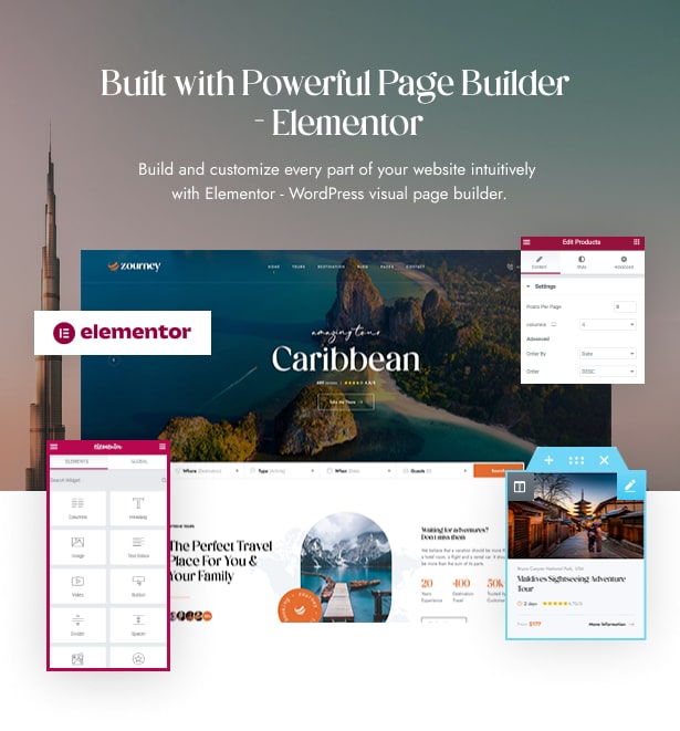 Zourney - Travel Tour Booking WordPress Theme Elementor