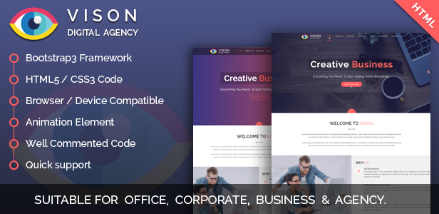 Vision Digital Agency – Multipurpose One Page HTML Template