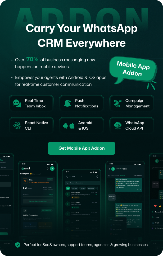 Wapi WhatsApp CRM SaaS com construtor de fluxo de chatbot e automação de API