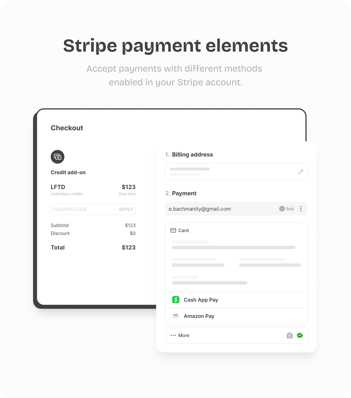 Stripe payment elements @heyaikeedo #aikeedo