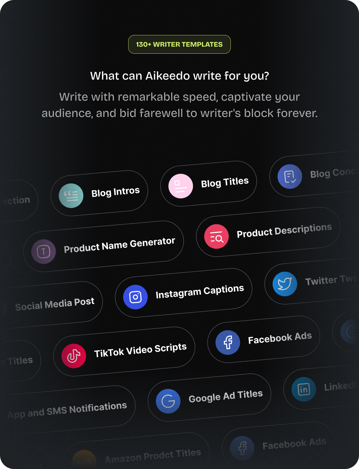 130+ built in AI writer templates @heyaikeedo #aikeedo
