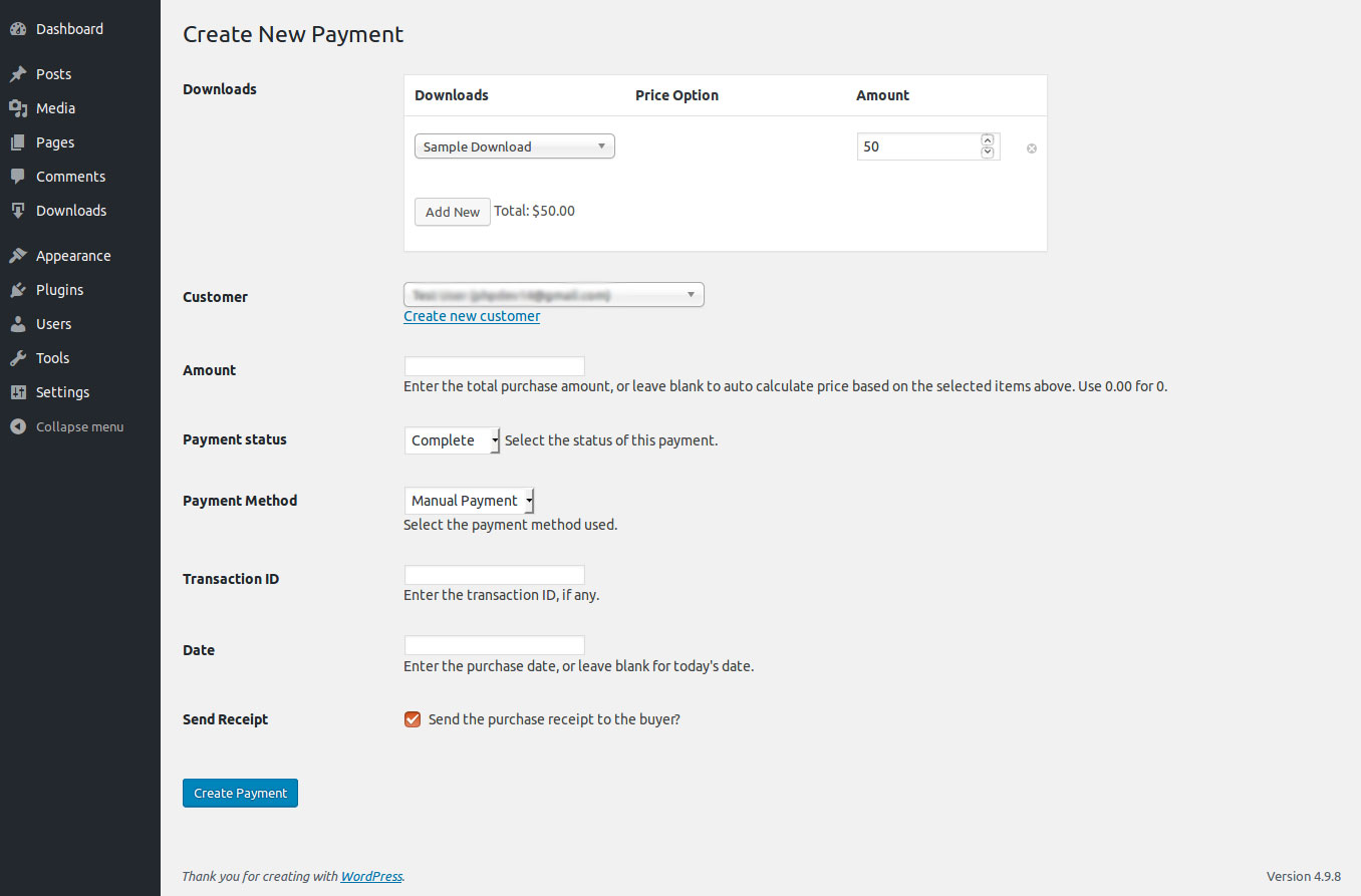 Manual purchase setting