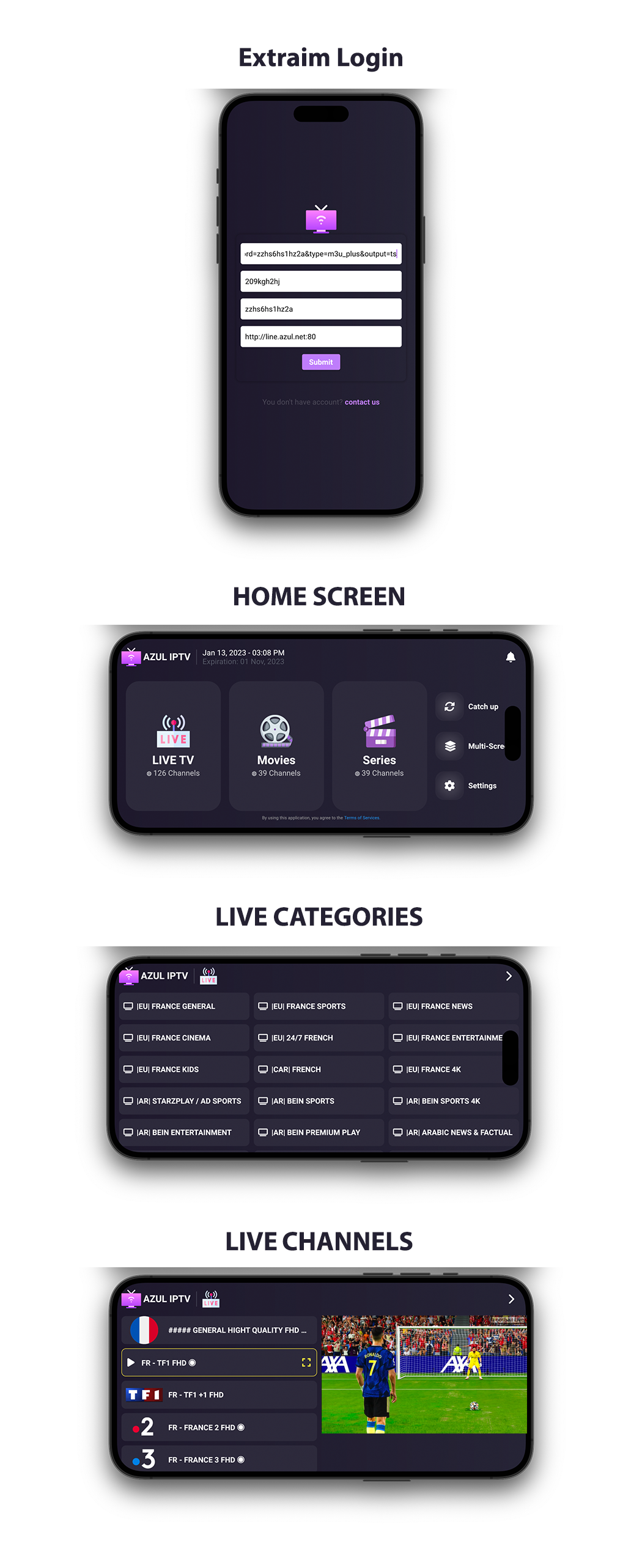IPTV XTREAM Multiple Format Flutter AppMobile & Android TV