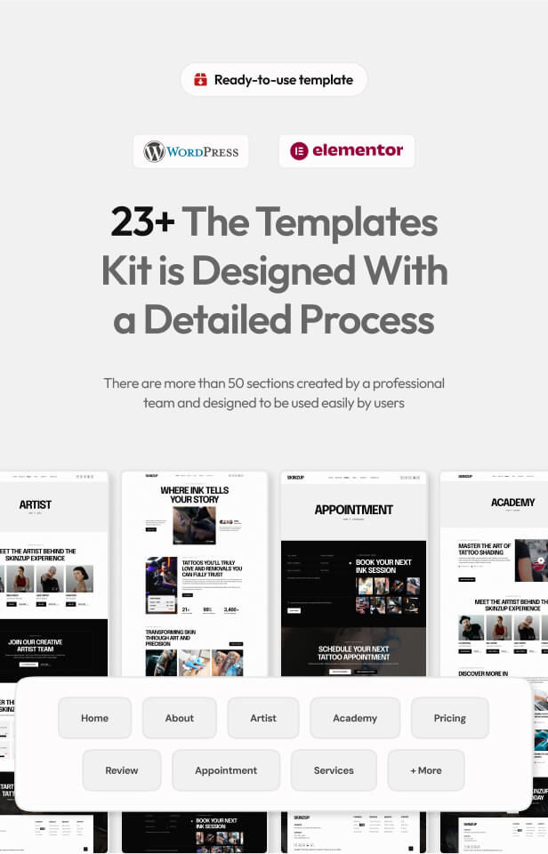 Skinzup - Tattoo Studio & Removal Elementor Template Kit - 3