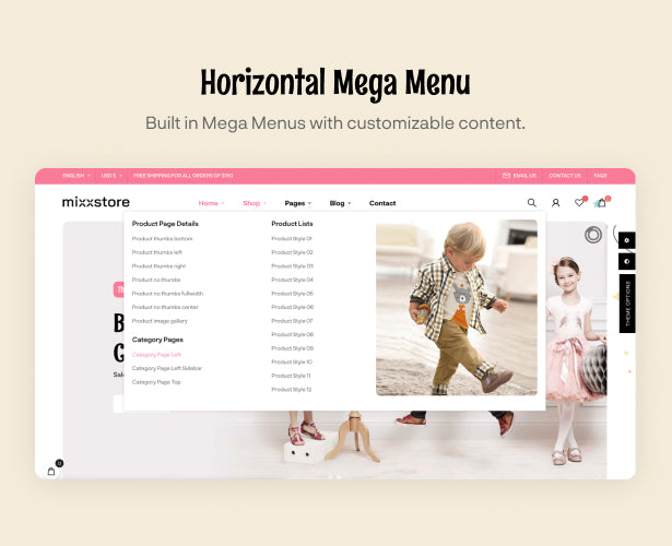 Horizontal Mega Menu