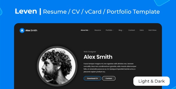 Leven - Resume/CV & vCard - Virtual Business Card Personal